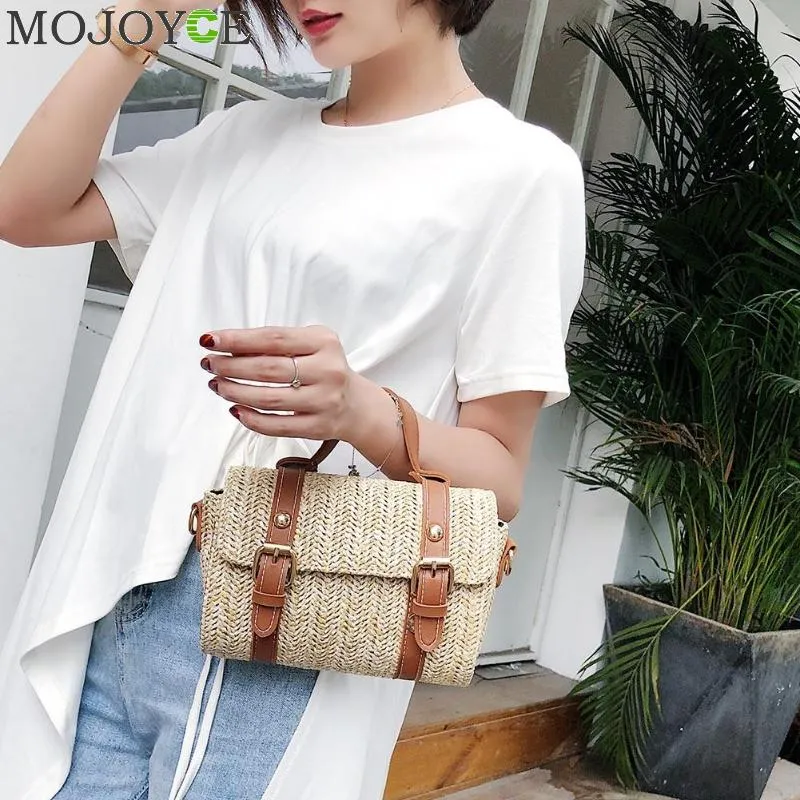2018 Summer New Small Straw Bags Female Messnger Bag Retro Crossbody Bag Braided Handbags Solid Retro Rattan Beach Shoulder Bags