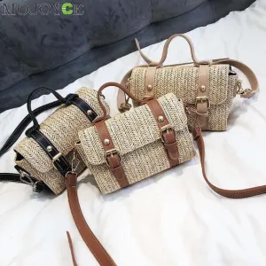 2018 Summer New Small Straw Bags Female Messnger Bag Retro Crossbody Bag Braided Handbags Solid Retro Rattan Beach Shoulder Bags
