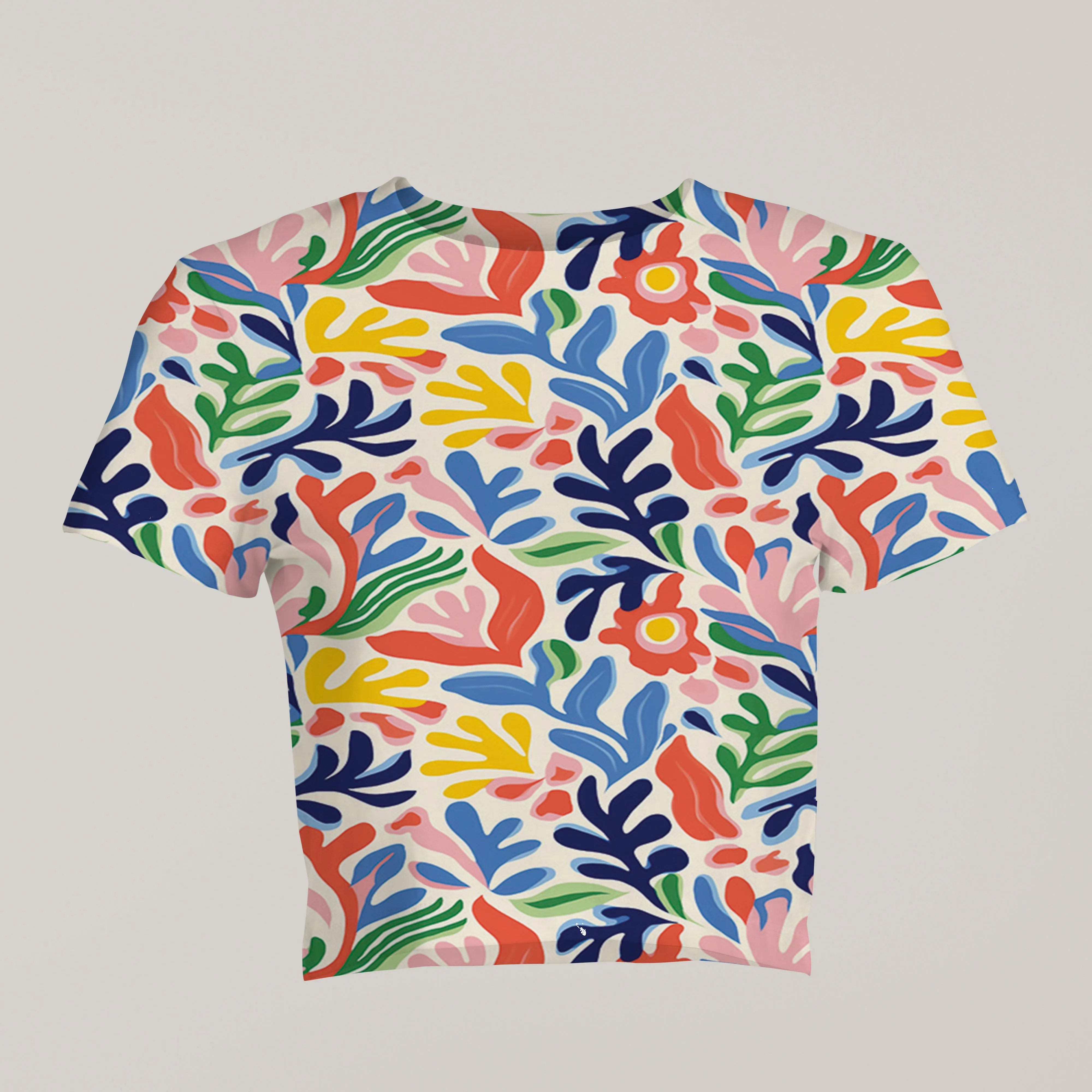 Abstract Colorful Canopy Of Leaves Print Crop Top