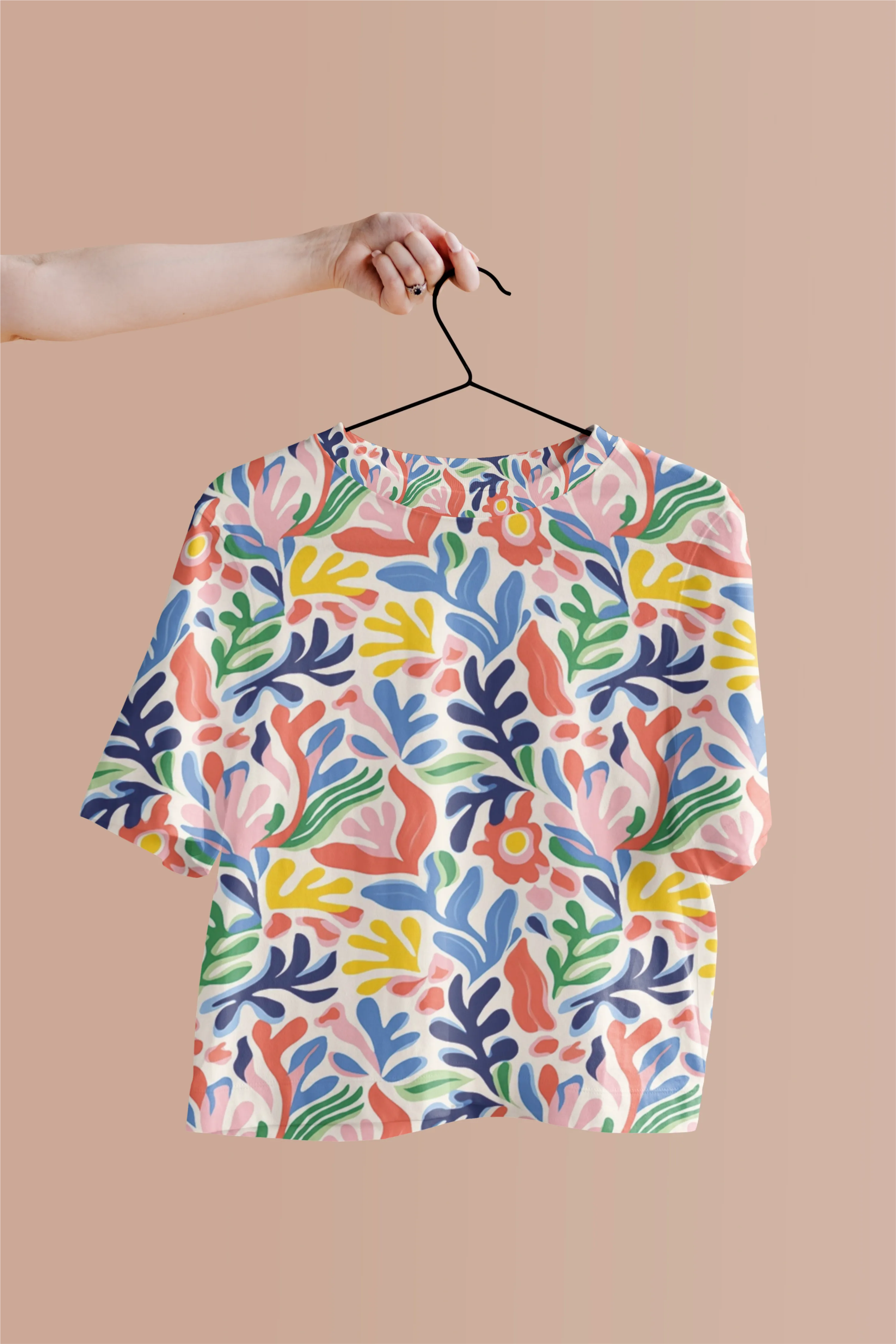 Abstract Colorful Canopy Of Leaves Print Crop Top