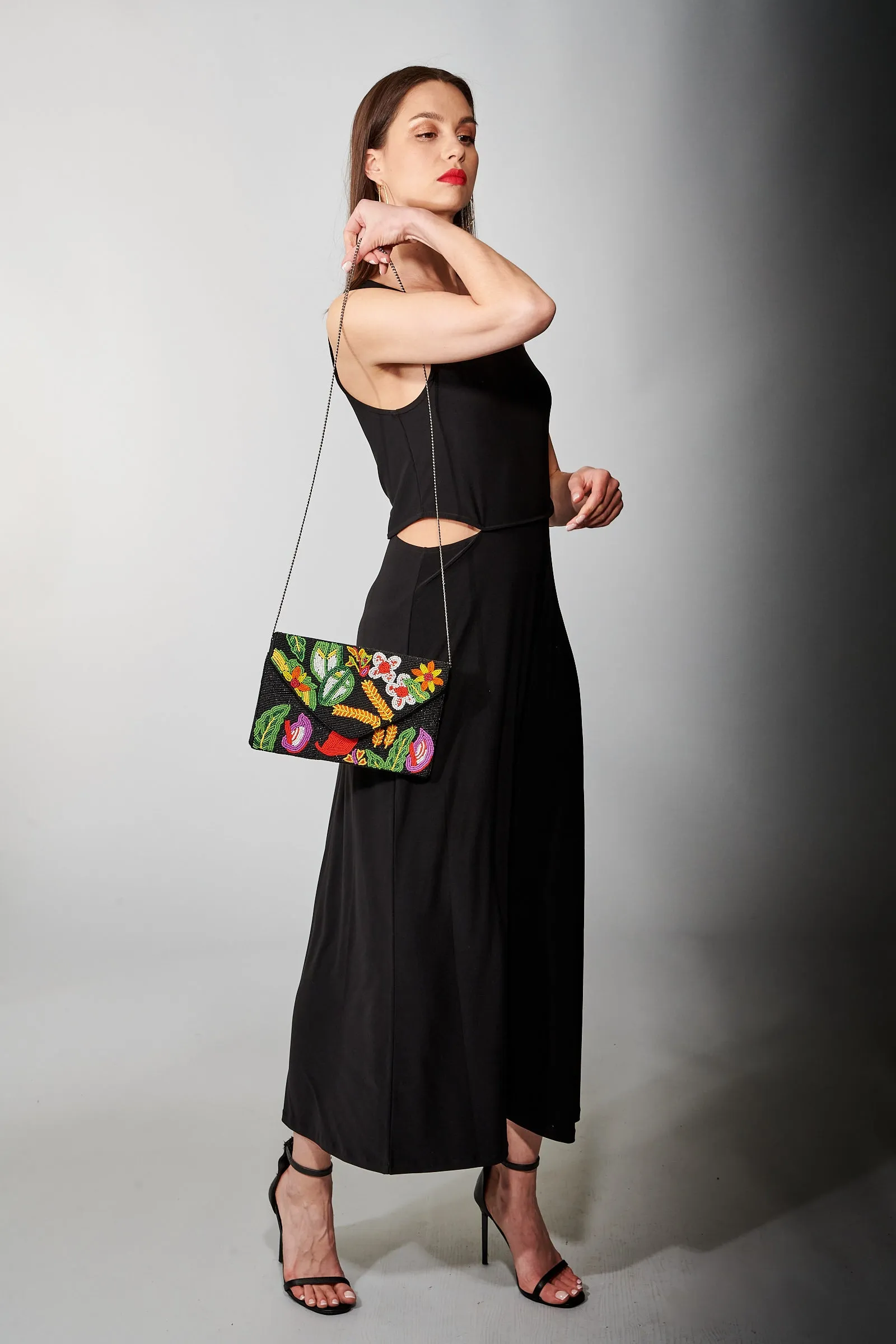 Aratta, Fantasy Hand Embellished Clutch in Tropical Night