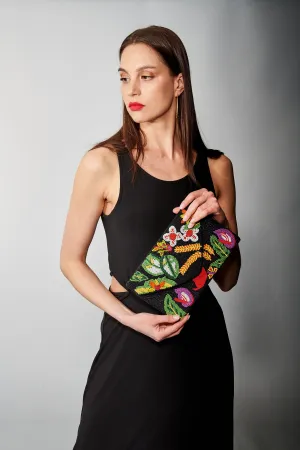 Aratta, Fantasy Hand Embellished Clutch in Tropical Night