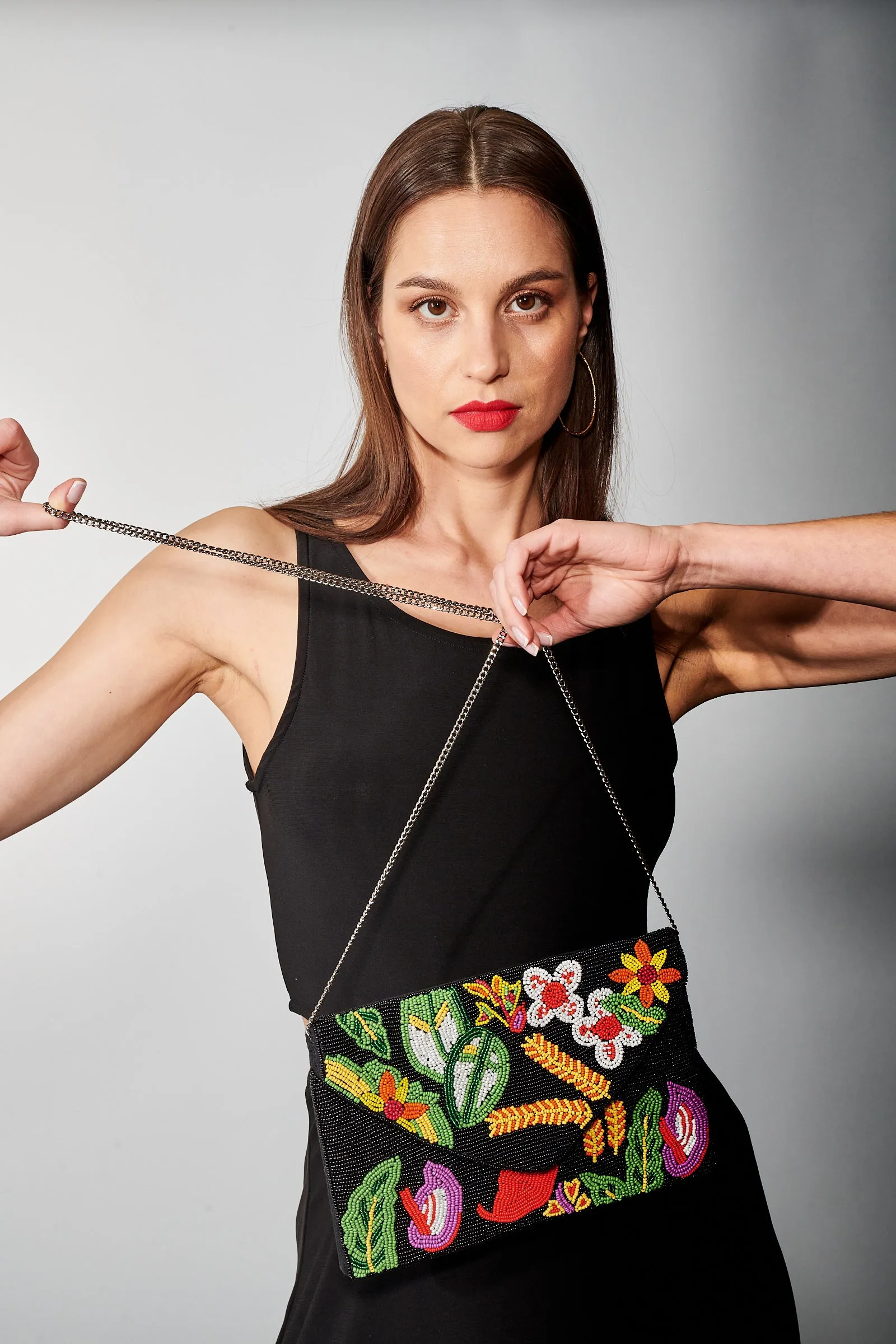 Aratta, Fantasy Hand Embellished Clutch in Tropical Night
