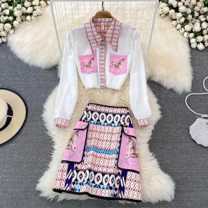 Audrina Summer Blouse and Skirt Set