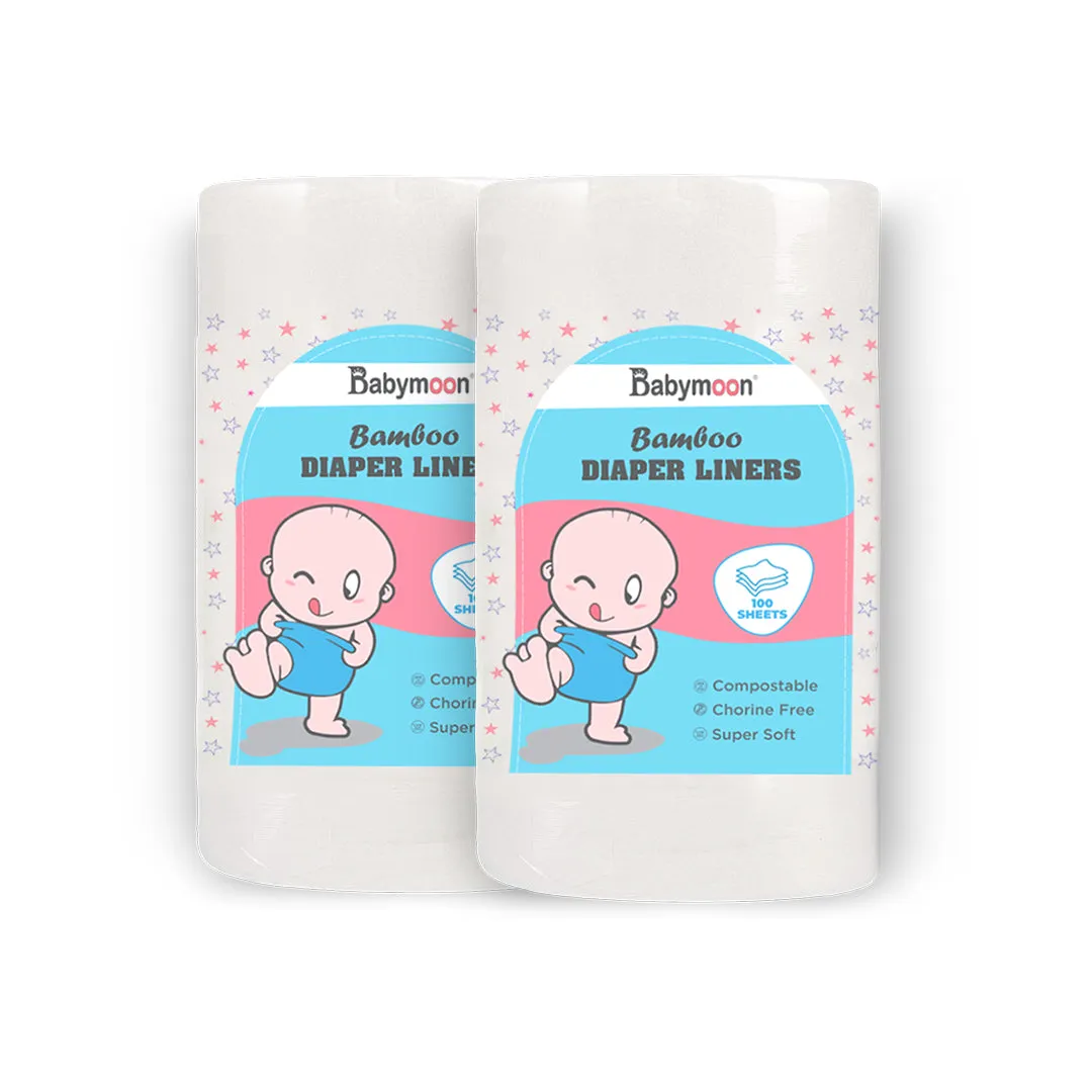 Babymoon Disposable Flushable Diaper Liners | Biodegradable Bamboo Nappy Diaper Liners