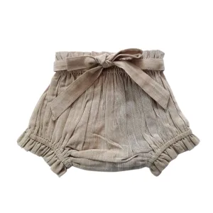 Beige Cotton-LInen Shorts-Style Diaper Cover