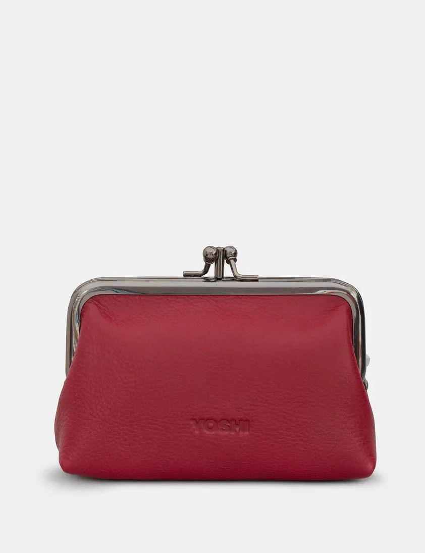 Cherry Red Aubrey Triple Frame Purse