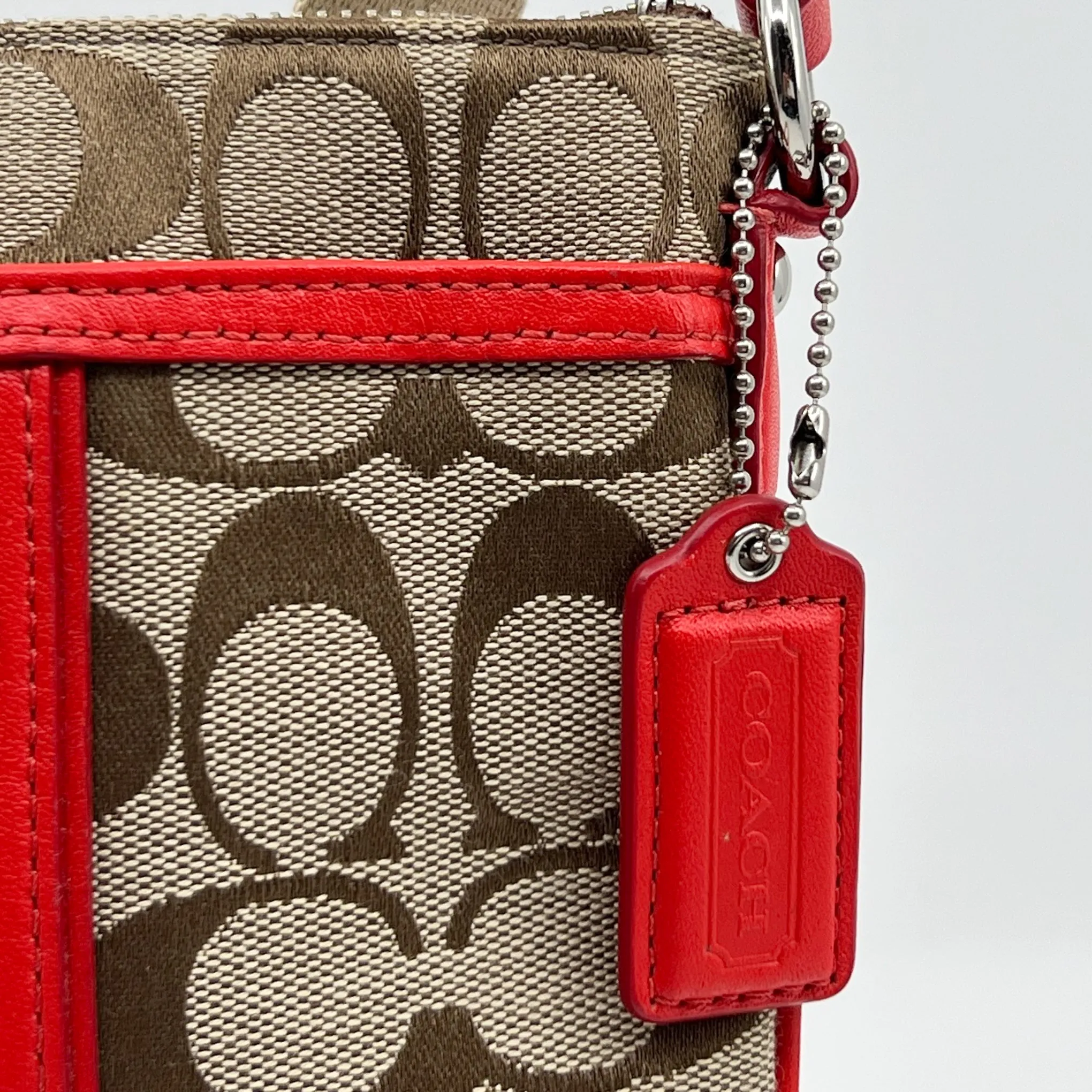 Coach Red Leather & Canvas Legacy Swingpack Crossbody Bag