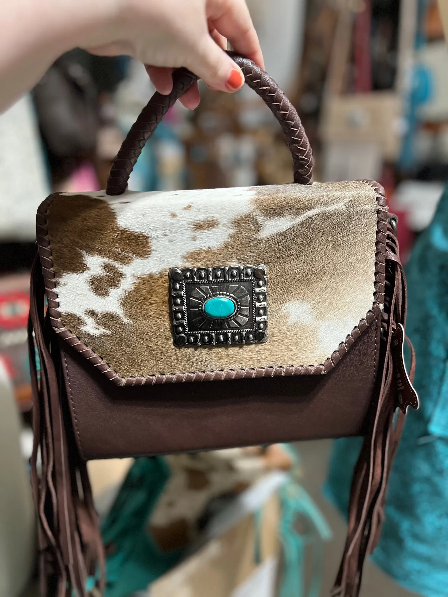 Cowhide Leather & Fringe Crossbody - Multi