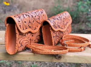 Hand-Tooled Leather Small Crossbody & Clutch "ONDULADA" more colors
