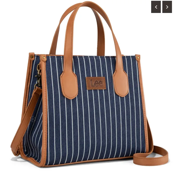 Lee Striped Canvas Tote / Crossbody Bag - Jean