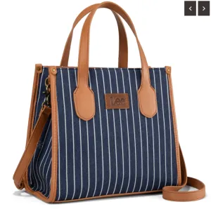 Lee Striped Canvas Tote / Crossbody Bag - Jean