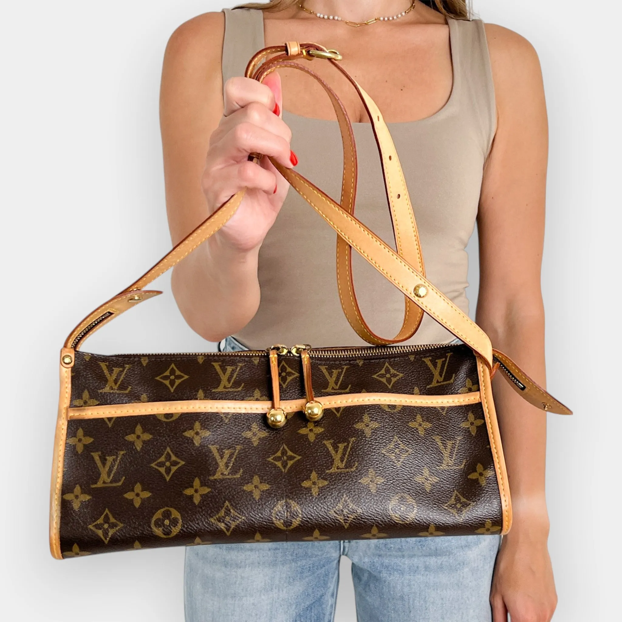 Louis Vuitton Vintage Popincourt Monogram Coated Canvas & Leather Crossbody Bag