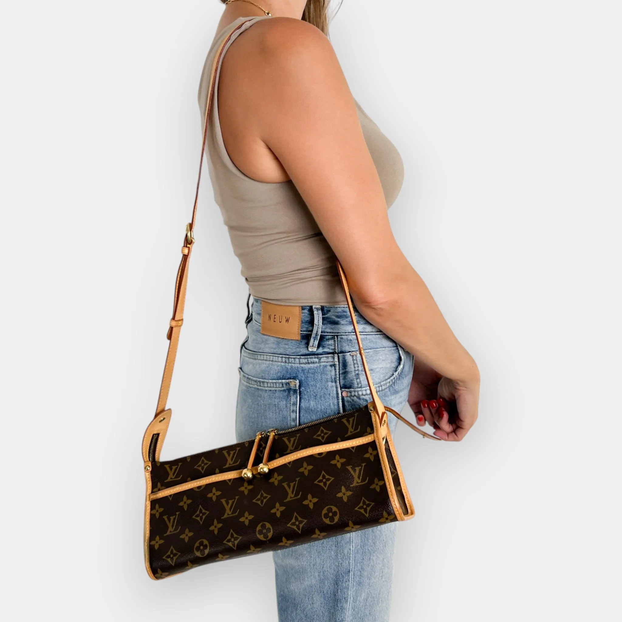 Louis Vuitton Vintage Popincourt Monogram Coated Canvas & Leather Crossbody Bag