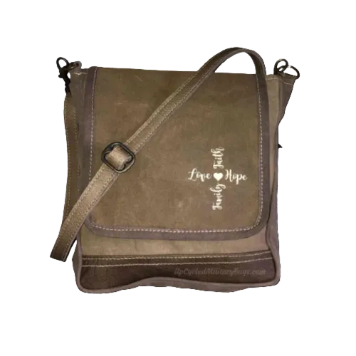 Love Hope Faith Family Sustainable Purse Small Messenger Crossbody Bag