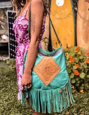 MAHIYA LEATHER BAG Turquoise