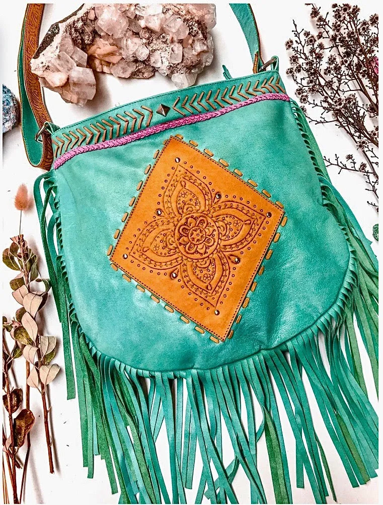 MAHIYA LEATHER BAG Turquoise