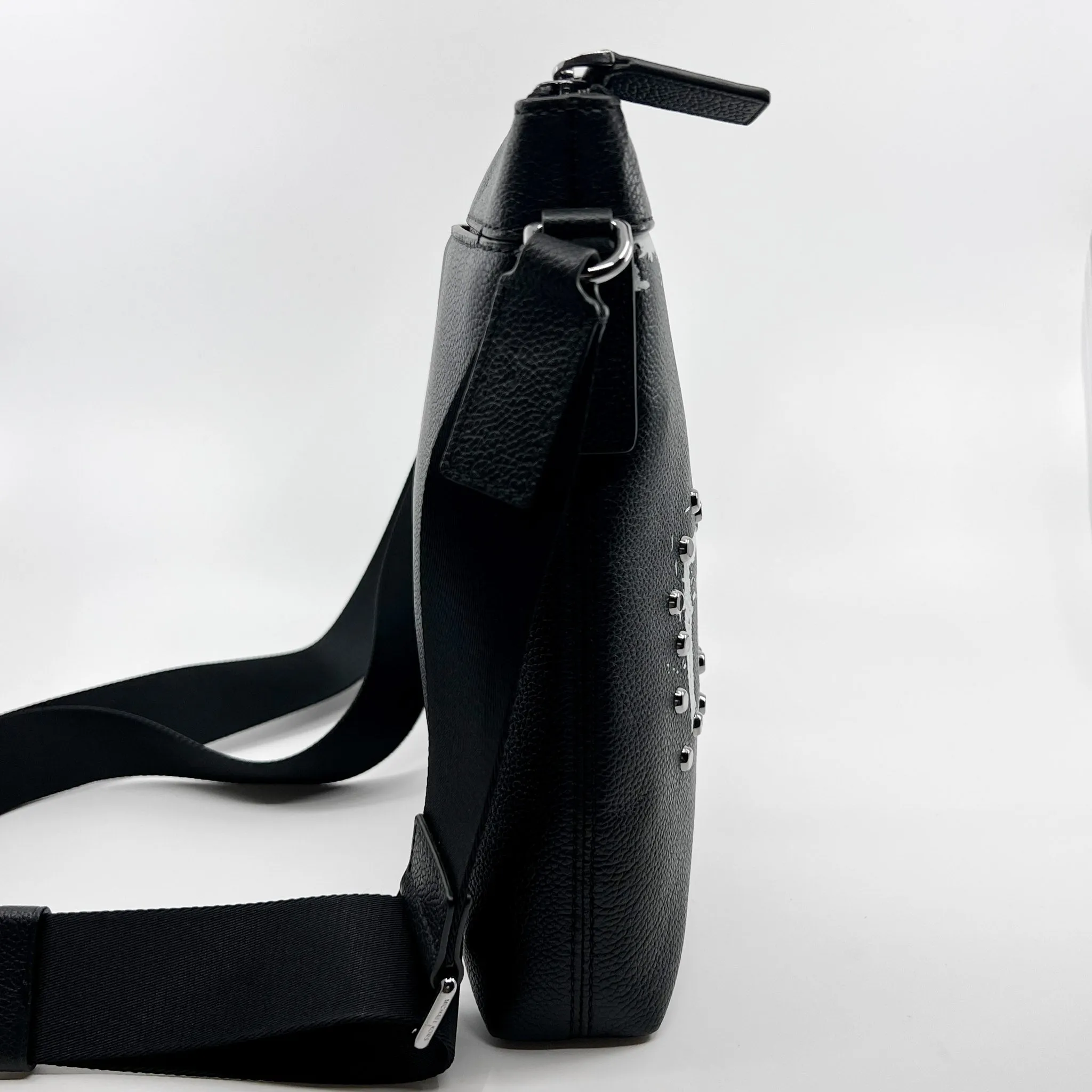 Michael Kors Black Faux Leather Logo Crossbody Bag