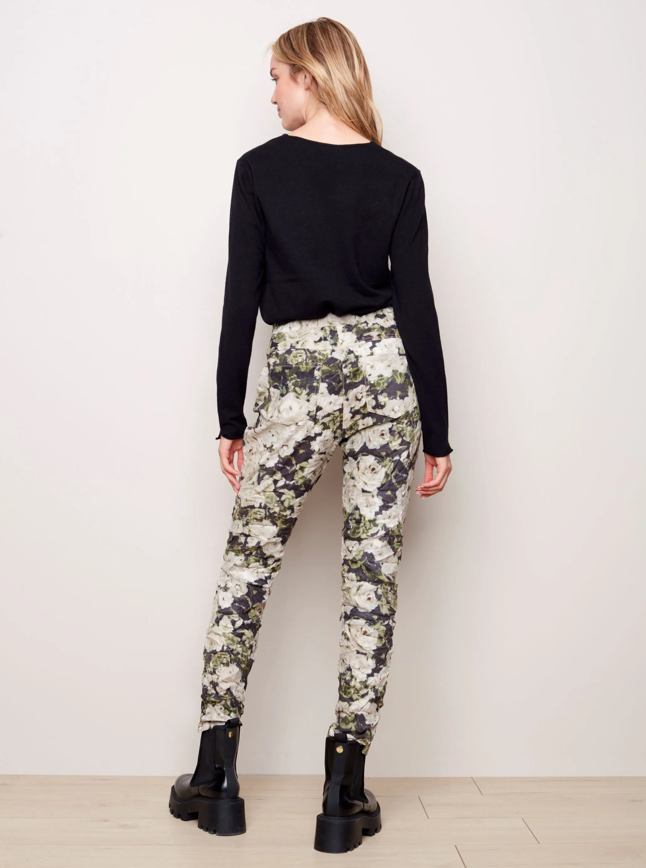 Printed Crinkle Suede Jogger [Pine-C5226R]