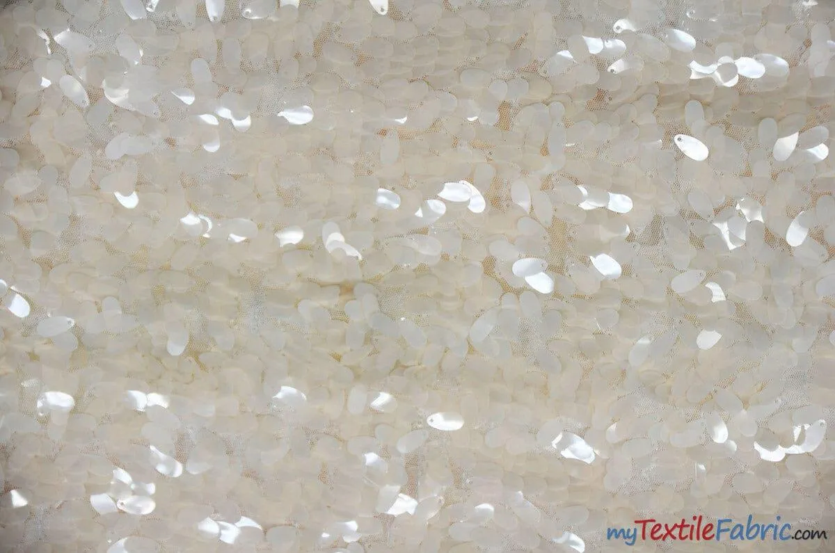 Raindrop Sequins Fabric | Transparent Oval Sequins Fabric | 52" Wide | Two Colors |