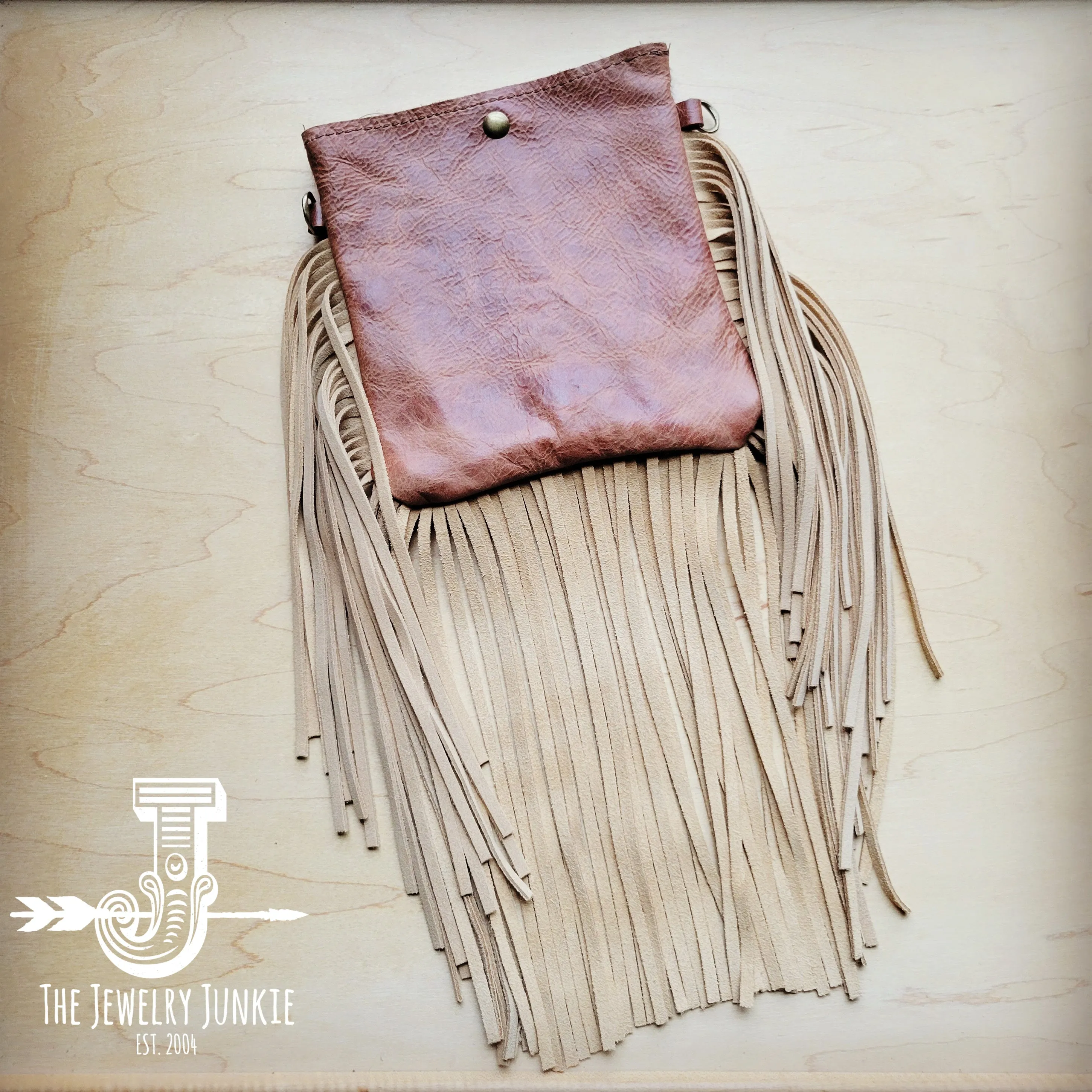 **Small Crossbody Handbag Leather Cream Metallic Hide w/ Full Fringe 514L