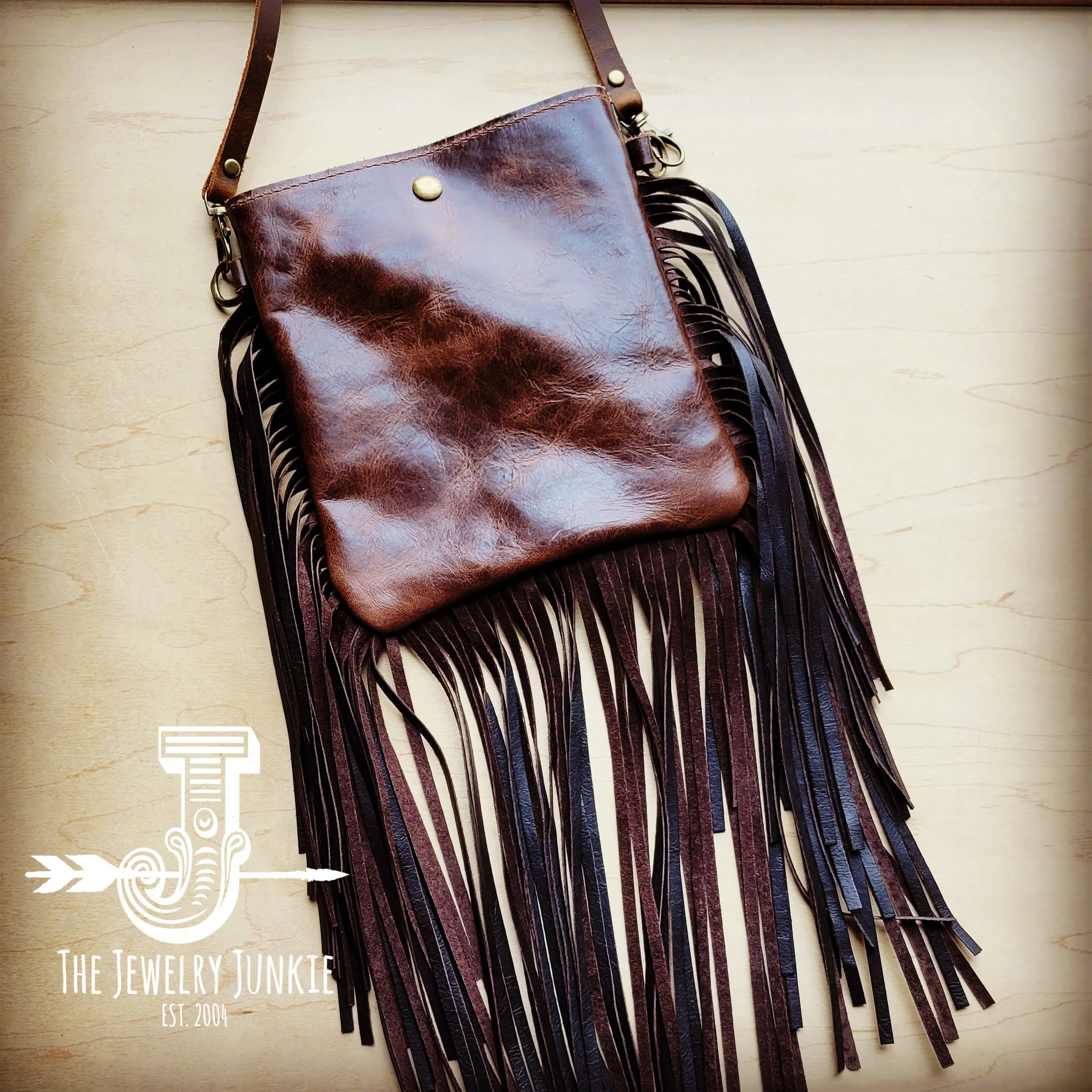 **Small Crossbody Handbag w/ Blue Navajo Leather Full Fringe 507r