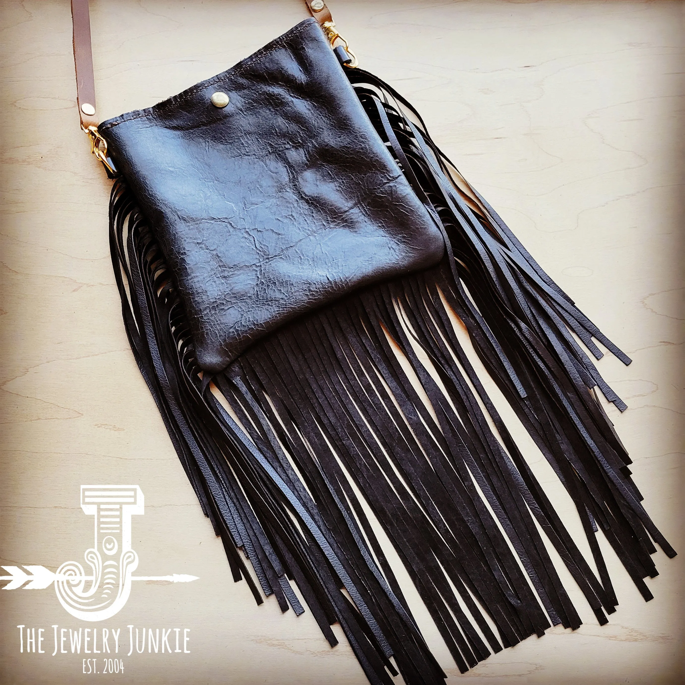 **Small Crossbody Handbag w/ Brown Metallic Leather Full Fringe 507g