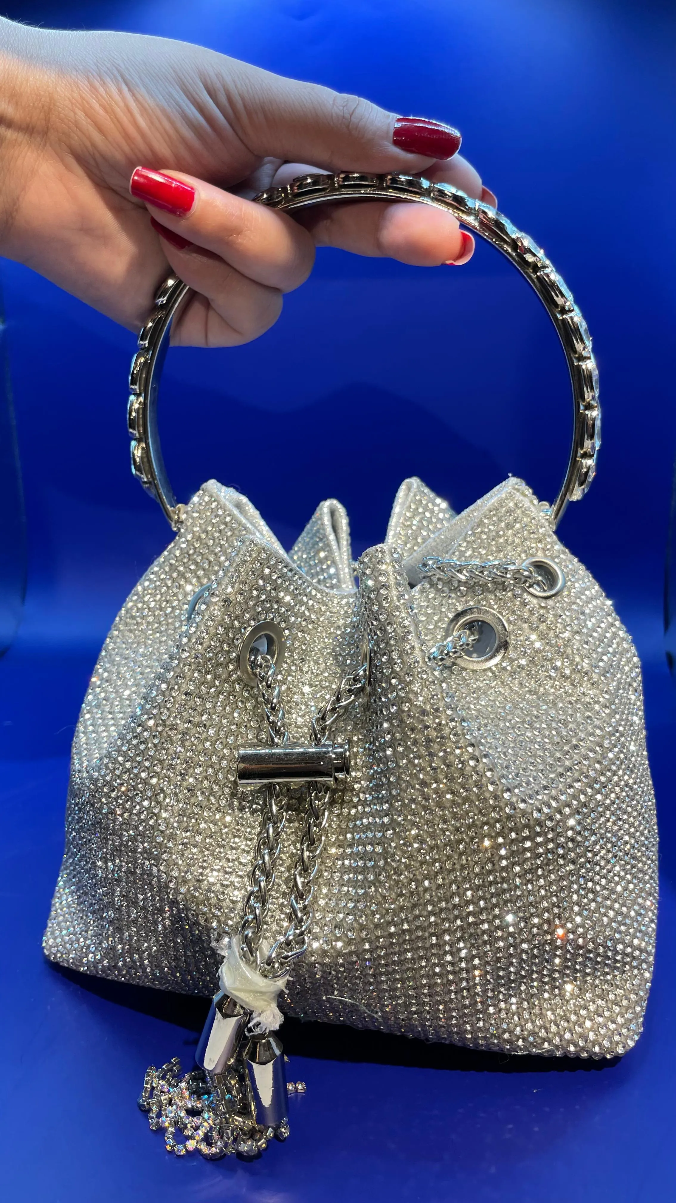 Sparkling Rhinestone Drawstring Bag