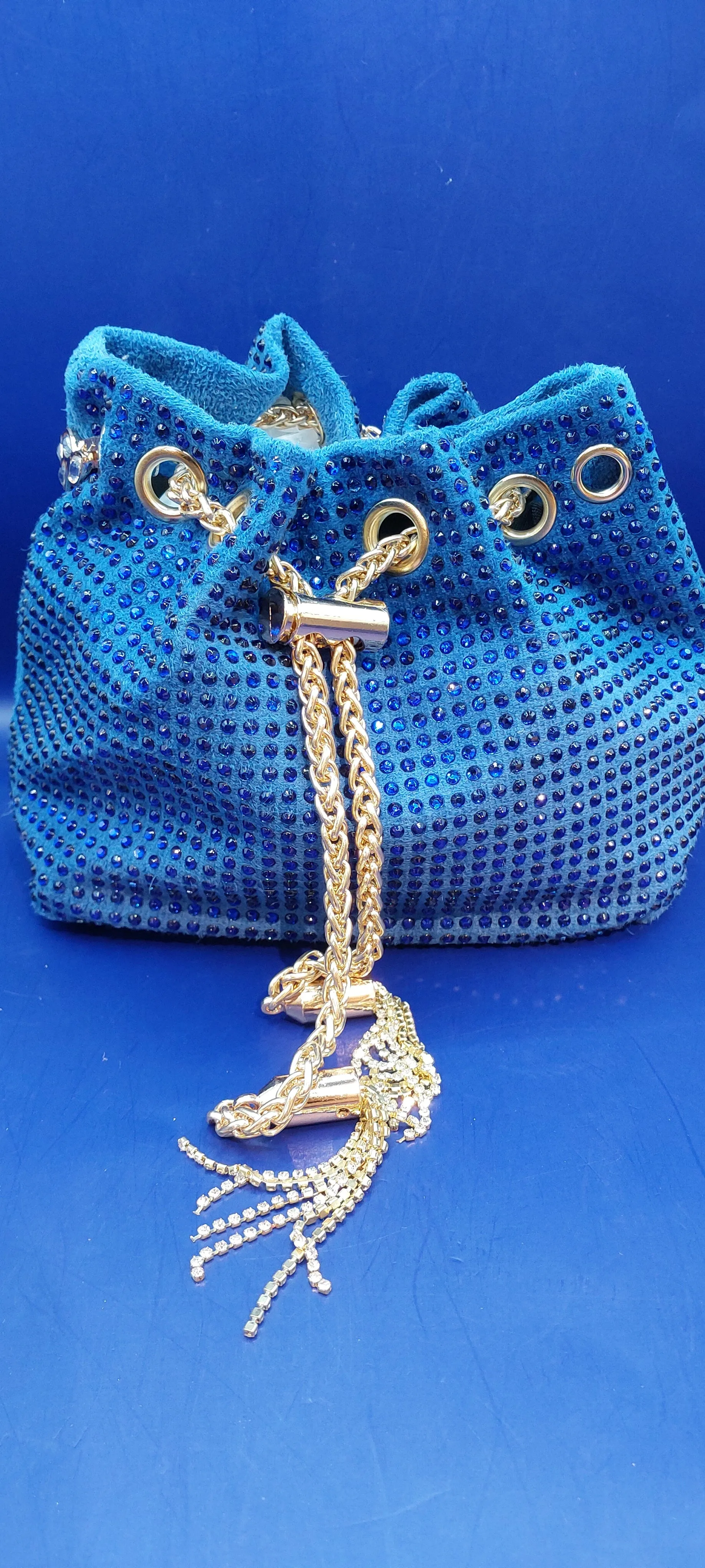 Sparkling Rhinestone Drawstring Bag