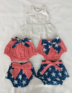 White High-Low Ruffled Top & Short-Style Belted Diaper Cover - 5pcs Set