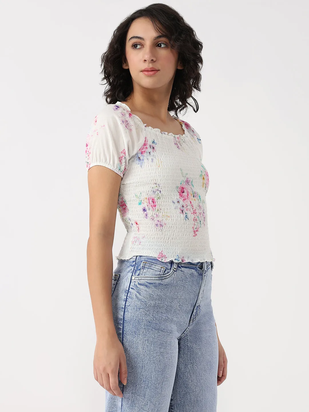 Women Floral Print Slim Top