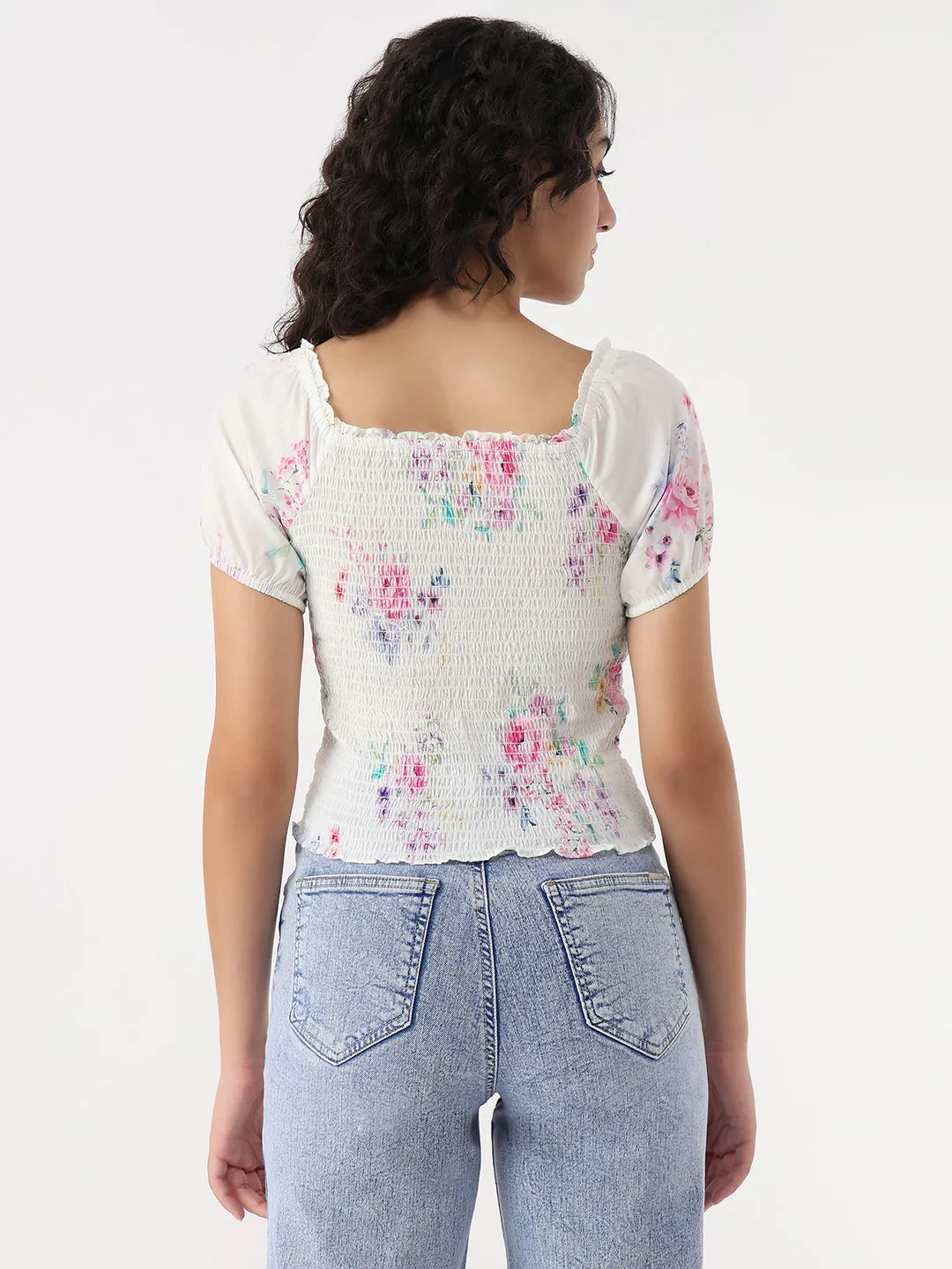 Women Floral Print Slim Top