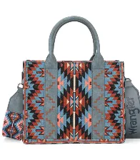 Wrangler Southwestern Small Canvas Tote - blue