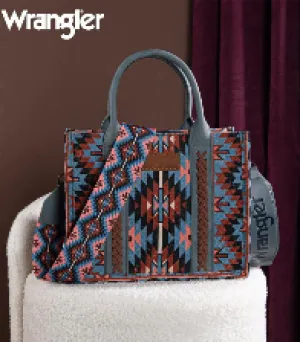 Wrangler Southwestern Small Canvas Tote - blue